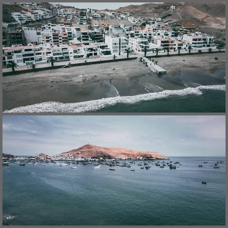 Vista de la caleta y costa de Pucusana, Lima